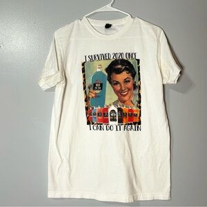 I‎ Survived 2020 Mad dog Funny Pandemic COVID-19 T Shirt Comedy Lockdown Sz Med